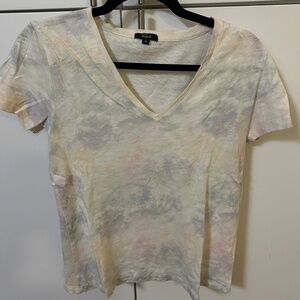 Light pink and purple tie dye V-neck shirt